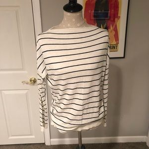 Vince cream and black striped lightweight sweater